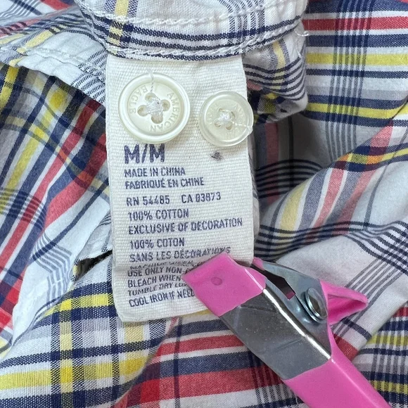 American Eagle Mens Vintage Fit Mens Button Up Shirt Plaid Red Blue White Medium - Picture 7 of 7